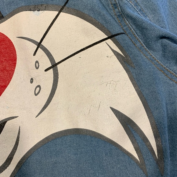 Looney Tunes Adult's Members Only Jean Jacket Sylvester tweety bird cropped 2X - Picture 14 of 16